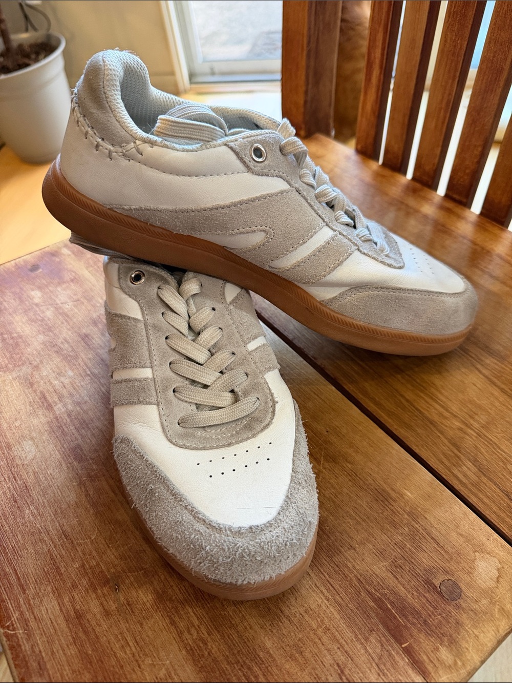 Women's Neutral White & Light Gray Casual Sneakers with Gum Sole